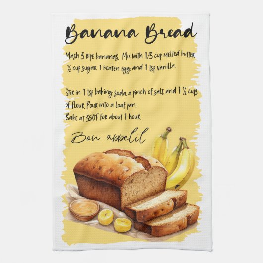 Recept voor het bakken van bananenbrood theedoek (Verticaal)