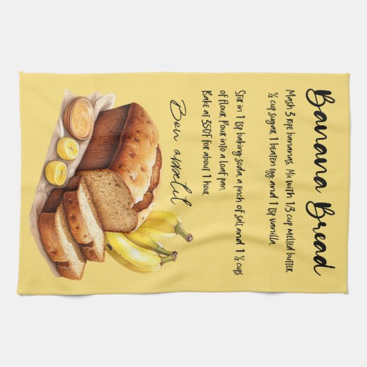 Recept voor het bakken van bananenbrood theedoek (Horizontaal)