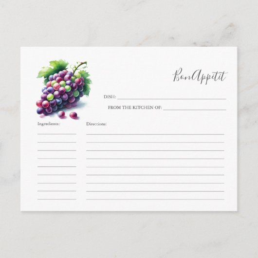 Recept voor het bruidrecept Kaart Fruit (Voorkant)