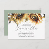 Recept voor het thema bruid zonnebloem informatiekaartje (Voorkant / Achterkant)