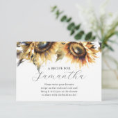 Recept voor het thema bruid zonnebloem informatiekaartje (Staand voorkant)