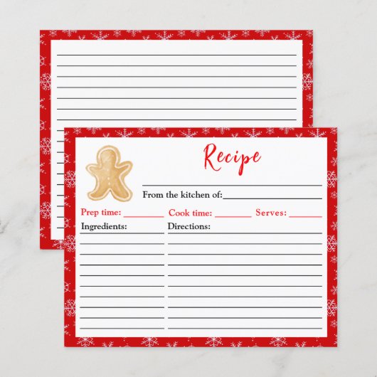 Recept voor kerstman van gemberkoek (Voorkant / Achterkant)