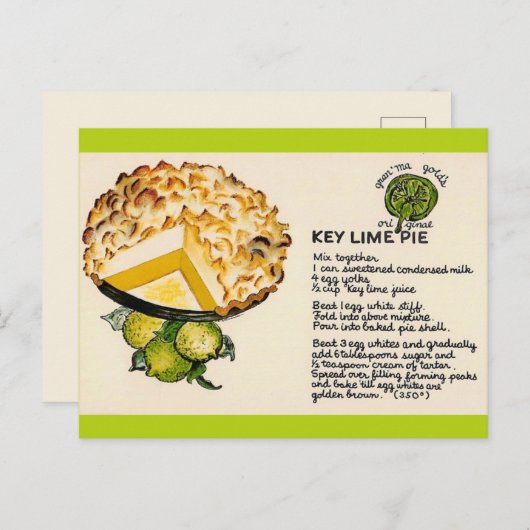 Recept voor Key Lime Pie Briefkaart (Voorkant / Achterkant)