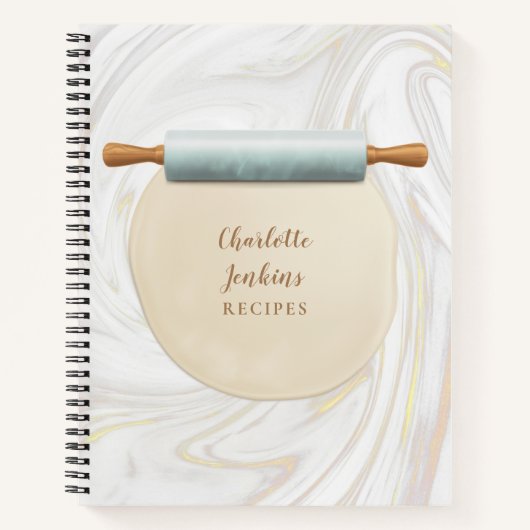 Recept voor marmeren deegroller met krullen notitieboek (Voorkant)
