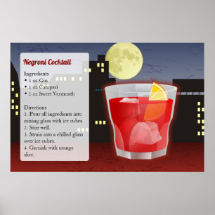 Recept voor Negroni-cocktail Poster