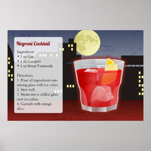 Recept voor Negroni-cocktail Poster (Voorkant)