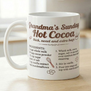 Recept voor Oma's zondaghete cacaodrank en marshma Koffiemok
