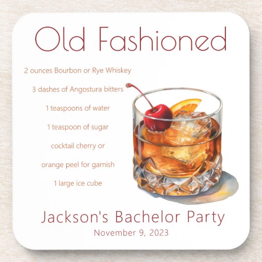 Recept voor oude drank voor vrijgezellenfeest bier onderzetter (Voorkant)