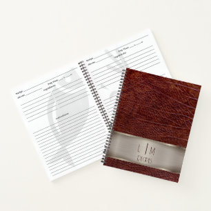 Recept voor rode leren look monogram notitieboek