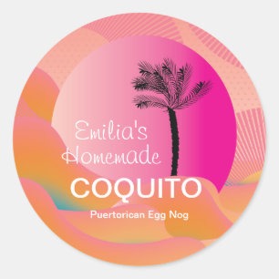 Recept voor Roze Thuisgemaakte Coquito Drank Ronde Sticker