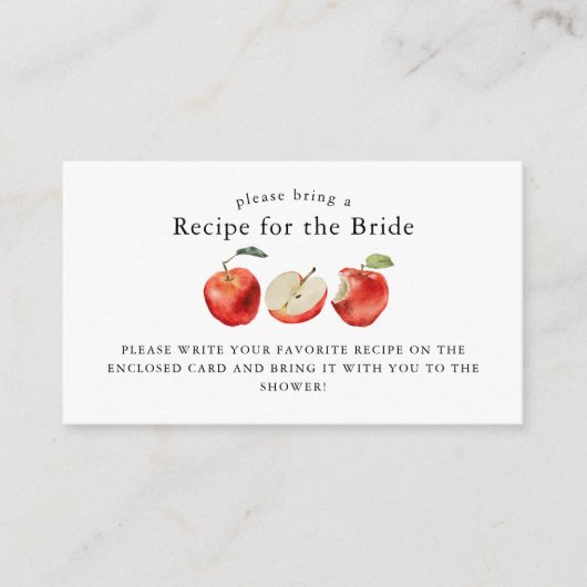 Recept voor rustieke appel bruidsdouche  informatiekaartje (Voorkant)
