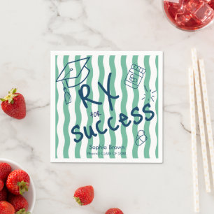 Recept voor succes Teal golvende streep Apotheker Servet