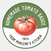 Recept voor thuisgemaakte milde tomatensaus voor i ronde sticker (Voorkant)