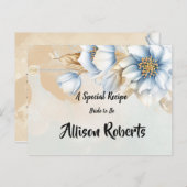 Recept voor Vintage Blue bloemige Bruidsborrel Briefkaart (Voorkant / Achterkant)