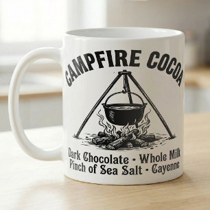 Recept voor warme cacaó bij het kampvuur vintage k koffiemok