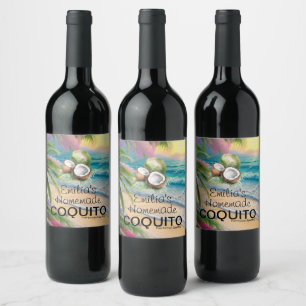 Recept voor zelfgemaakte Coquito Kokenot Strandtaf Wijn Etiket
