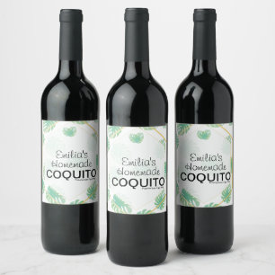 Recept voor zelfgemaakte Coquito met palmbladpatro Wijn Etiket