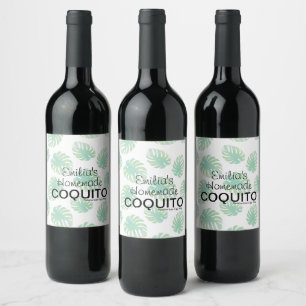 Recept voor zelfgemaakte Coquito Palmblad Wijn Etiket