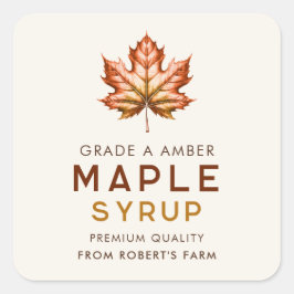 Recept voor zelfgemaakte esdoornsiroop vierkante sticker