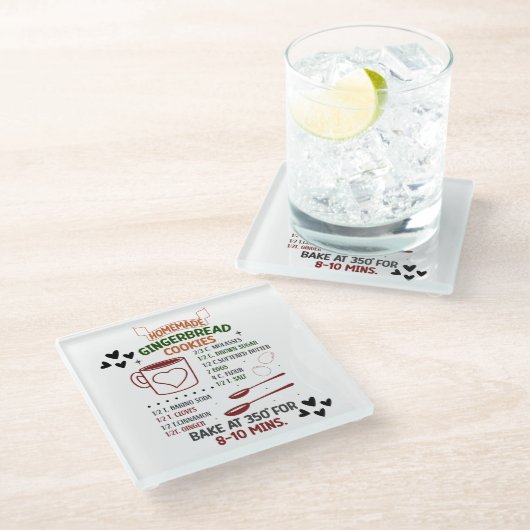 Recept voor zelfgemaakte gemberkoekjes Kerstcadeau Glazen Onderzetter (Schuin)