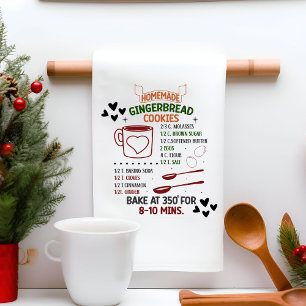 Recept voor zelfgemaakte gemberkoekjes Kerstcadeau Theedoek