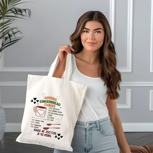 Recept voor zelfgemaakte gemberkoekjes Kerstcadeau Tote Bag