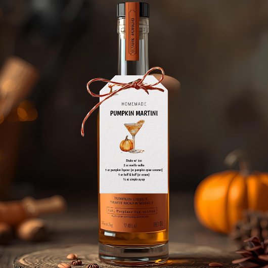 Recept voor zelfgemaakte pompoenmartini - herfstco cadeaulabel