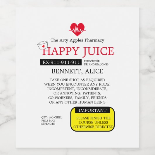 RECEPT WIJNVERPLEEGKUNDIGE afstuderen GIN LABEL ca Wijn Etiket (Enkel label)