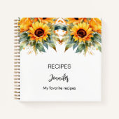 Recept zonnebloemen waterverf naam notitieboek (Voorkant)