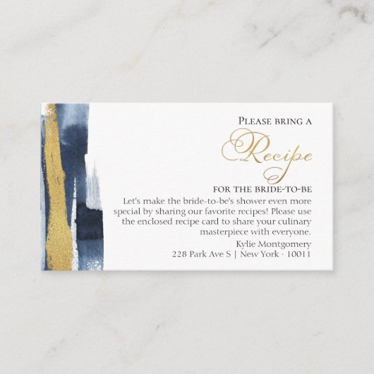 Receptaanvraag | Abstract Goudblauw Vrijgezellenfe Informatiekaartje (Voorkant)