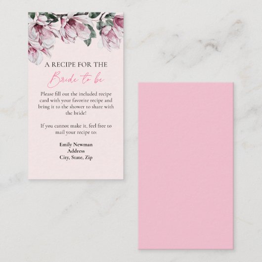 Receptaanvraag | Roze Bloemen Vrijgezellenfeest Informatiekaartje (Voorkant / Achterkant)