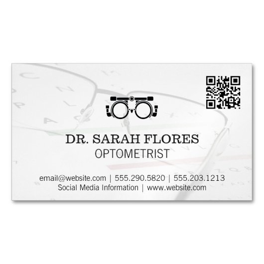 Receptbril | Optometrist QR-code Magnetisch Visitekaartje (Voorkant)
