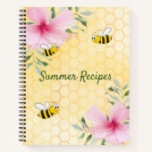 Recepten bijen gele honingraat roze bloemen notitieboek (Voorkant)