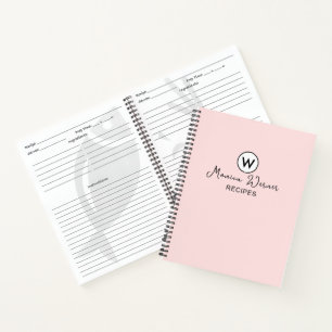 Recepten Binnen Papierontwerp Blush Roze Notitieboek