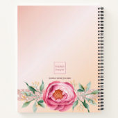 Recepten blush roos gouden bloem monogram notitieboek (Achterkant)