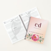 Recepten blush roos gouden bloem monogram notitieboek (Binnen)