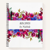 Recepten Bright Bold Flowers  Gepersonaliseerd Notitieboek (Voorkant)