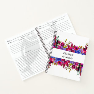 Recepten Bright Bold Flowers Gepersonaliseerd Notitieboek