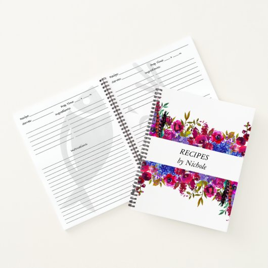 Recepten Bright Bold Flowers  Gepersonaliseerd Notitieboek (Binnen)