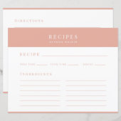 Recepten | Elegant Blush Roze Vrouwelijk Recept Ka (Voorkant / Achterkant)