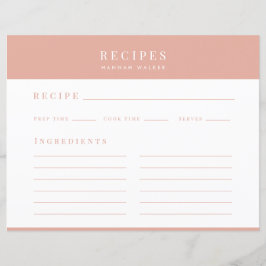 Recepten | Elegante Roze Vrouwelijke Receptkaart