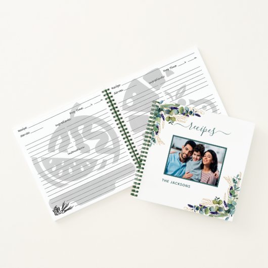 Recepten eucalyptus groen wit foto notitieboek (Binnen)