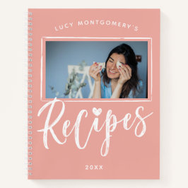 Recepten Fotoalbum met Roze Witte Borstel Schrift Notitieboek