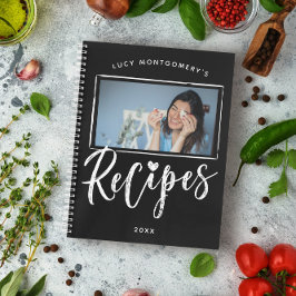 Recepten Fotoalbum Zwart Wit Borstelschrift Notitieboek