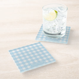 Recepten | Gingham Patroon Lichtblauw en Wit Glazen Onderzetter