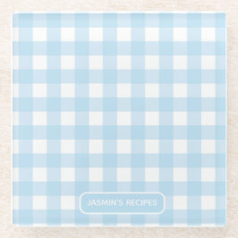 Recepten | Gingham Patroon Lichtblauw en Wit Glazen Onderzetter