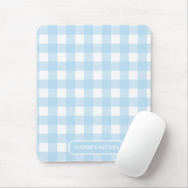 Recepten | Gingham Patroon Lichtblauw en Wit Muismat