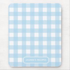 Recepten | Gingham Patroon Lichtblauw en Wit Muismat