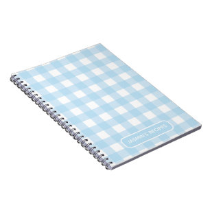 Recepten Gingham Patroon Lichtblauw en Wit Notitieboek