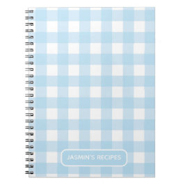 Recepten | Gingham Patroon Lichtblauw en Wit Notitieboek